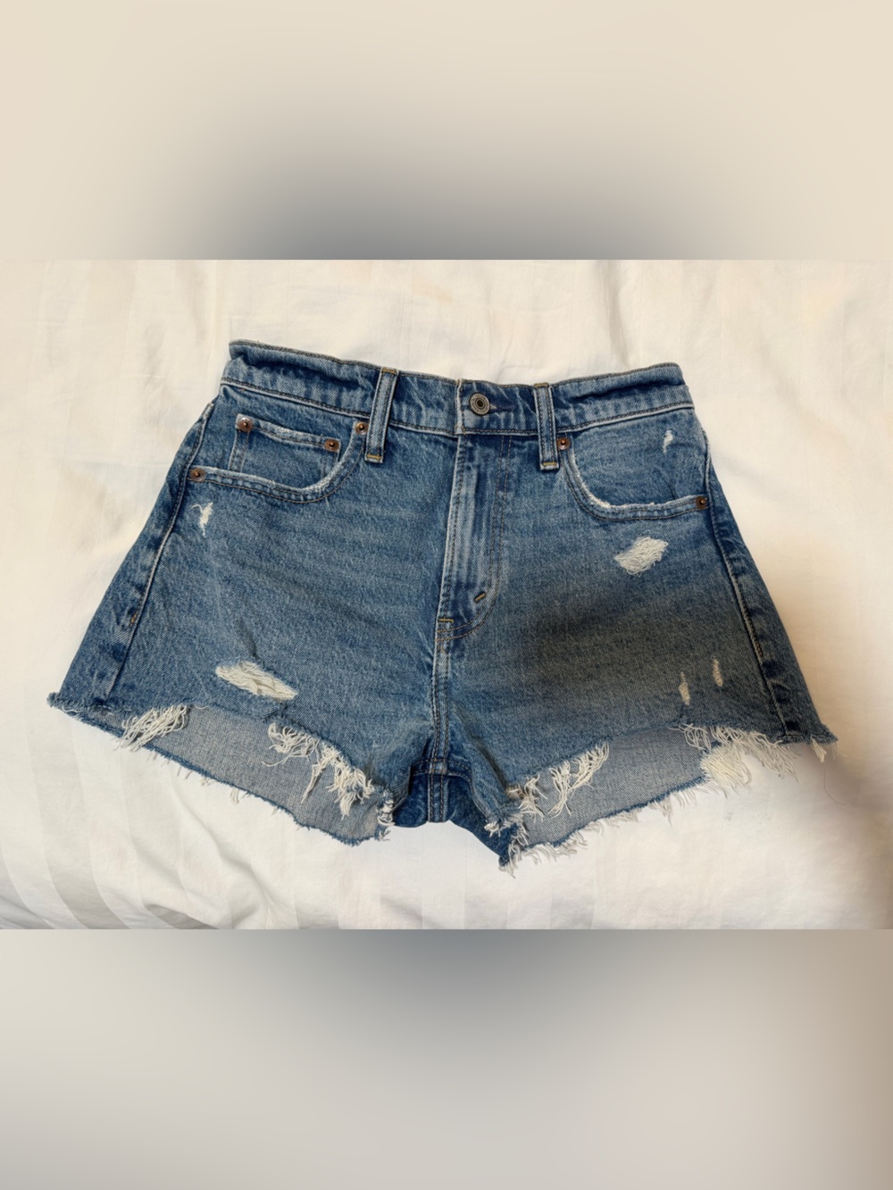Abercrombie & Fitch Distressed Blue Denim Cutoff Shorts